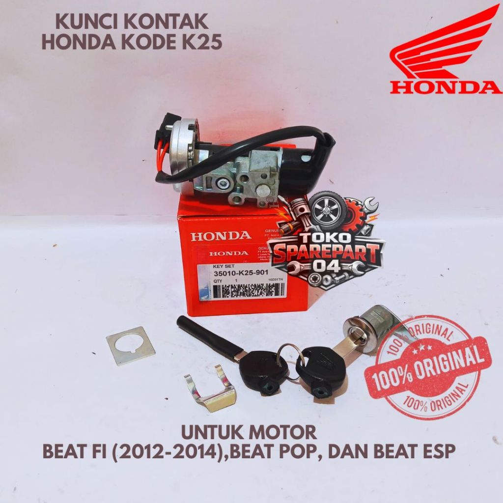 KUNCI KONTAK ORIGINAL HONDA KODE K25 BEAT FI (2012-2014), BEAT POP, DAN BEAT ESP