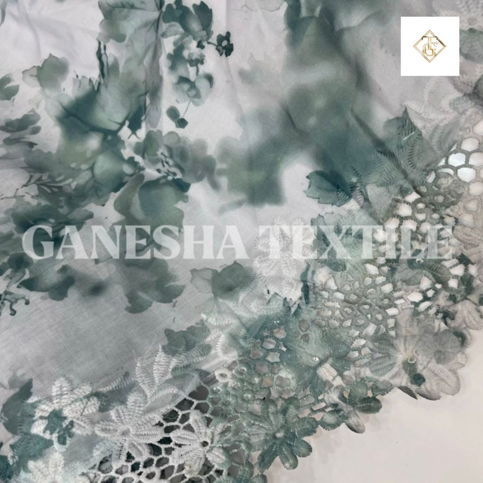 Kain Katun Renda Bordir Abstrak [[ SETENGAH METER / 0,5M / 50 CM ]] GANESHA TEXTILE