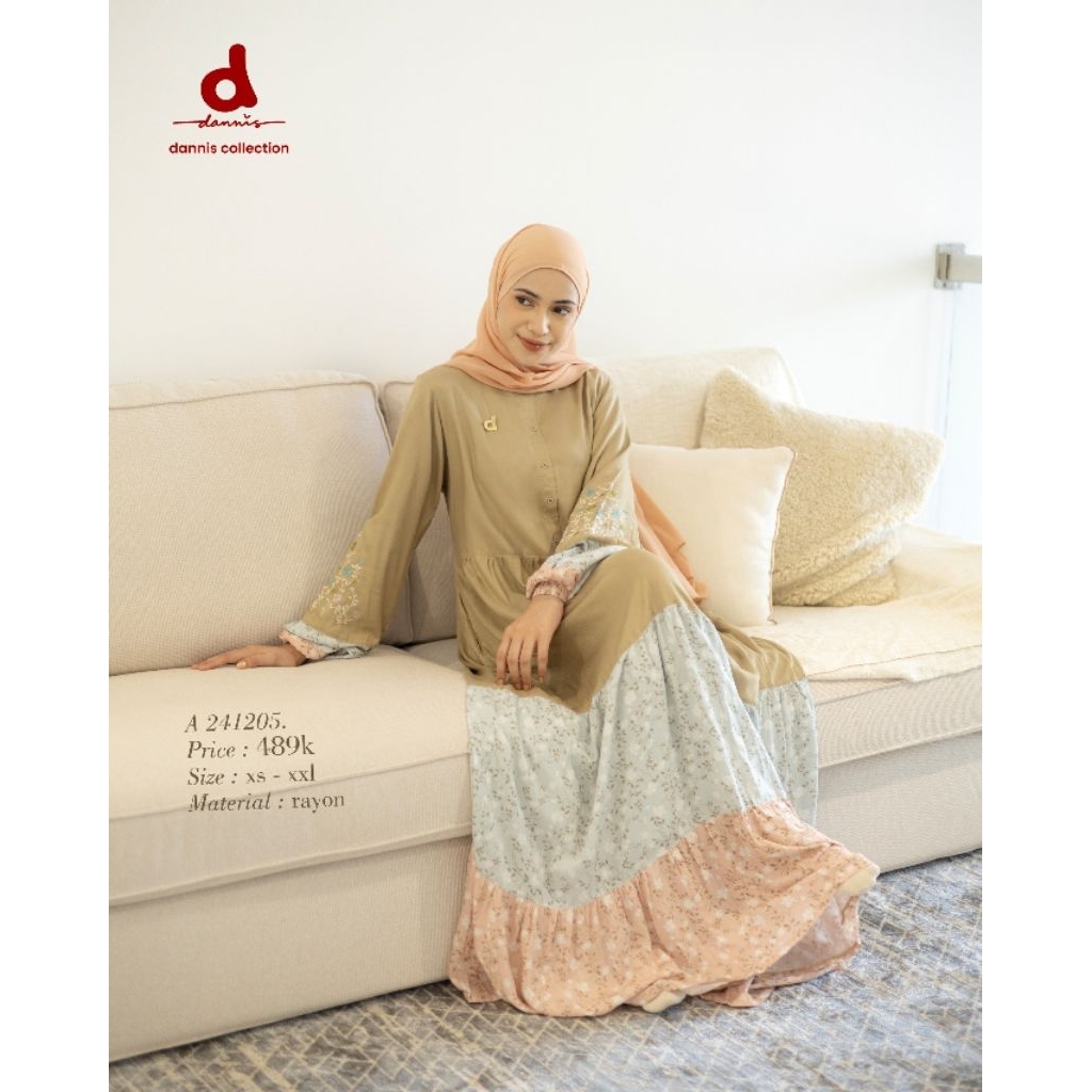 PROMO ABAYA A241205 BY RUMAH DANNIS WARNA BEIGE SIZE S, M, L, XL / SALE DANNIS / ABAYA DANNIS / GAMI