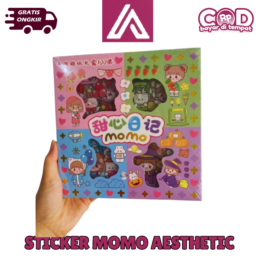 Sticker Momo Aesthetic Cute | Waterproof | Isi 100 Pcs | Stiker Anak
