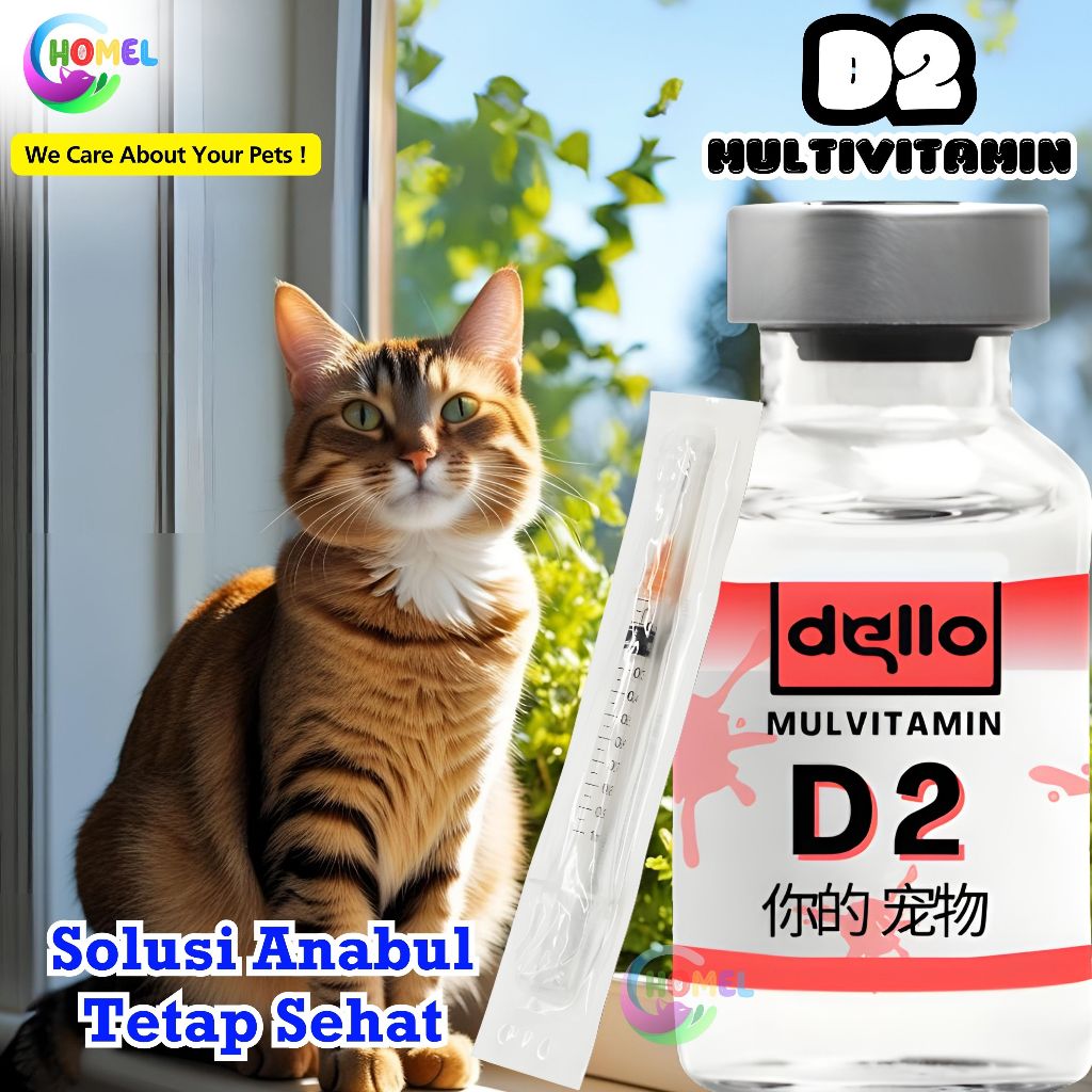 OBAT D2 KUCING Vitamin Suntik untuk Flu Calici Virus Gangguan Saraf Anti Virus CHOMEL