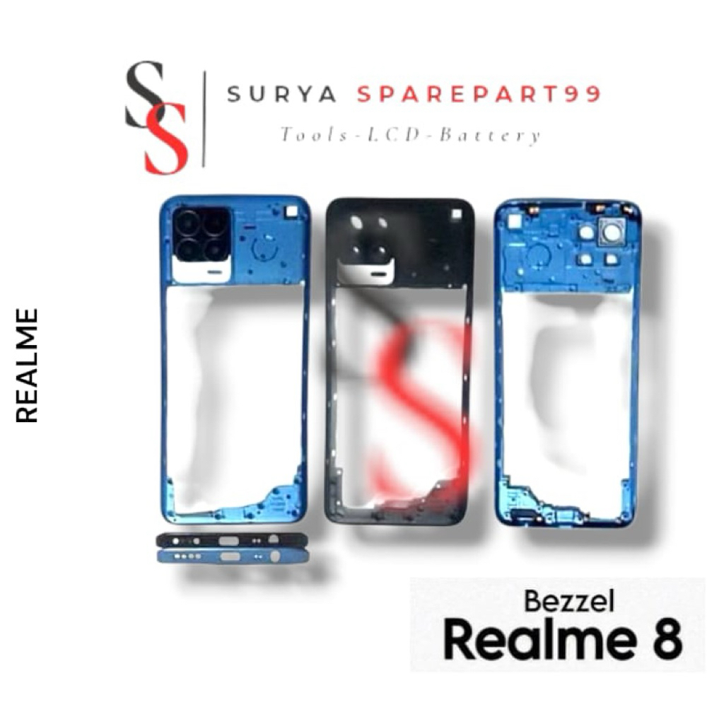 Bezzel Tulang Samping Realme 8 / RMX3085 - Bazel Bezel Tempat dudukan LCD & Mesin