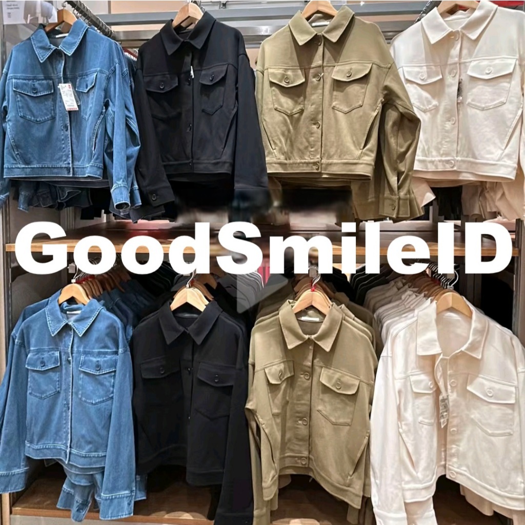 SALE Women Jaket Jersey Relax Pendek Crop Jacket Denim Rileks OUTER WANITA CEWEK JASTIP UNIQLO