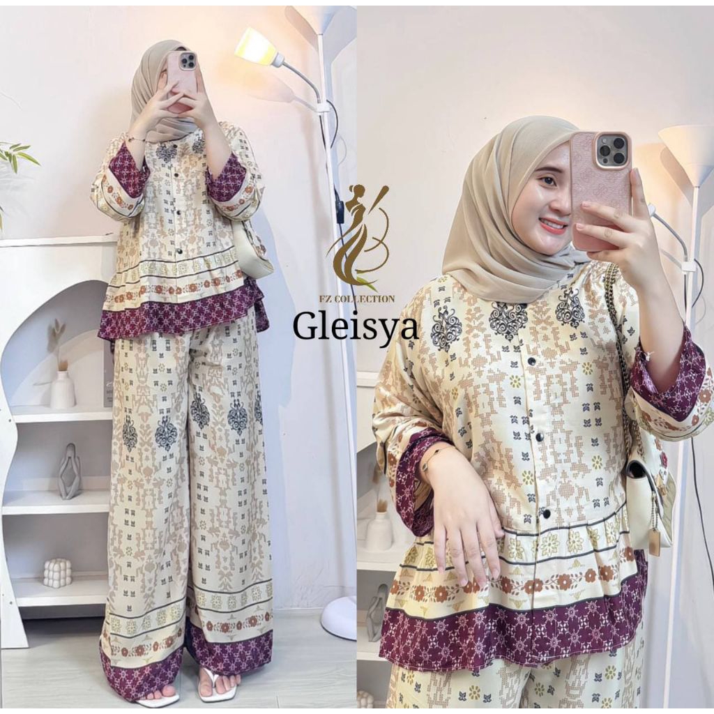One Set Rayon Rempel-Set Susun Jumbo Setelan Rayon Rempel Motif Terbaru Full Kancing Aktif dan resle