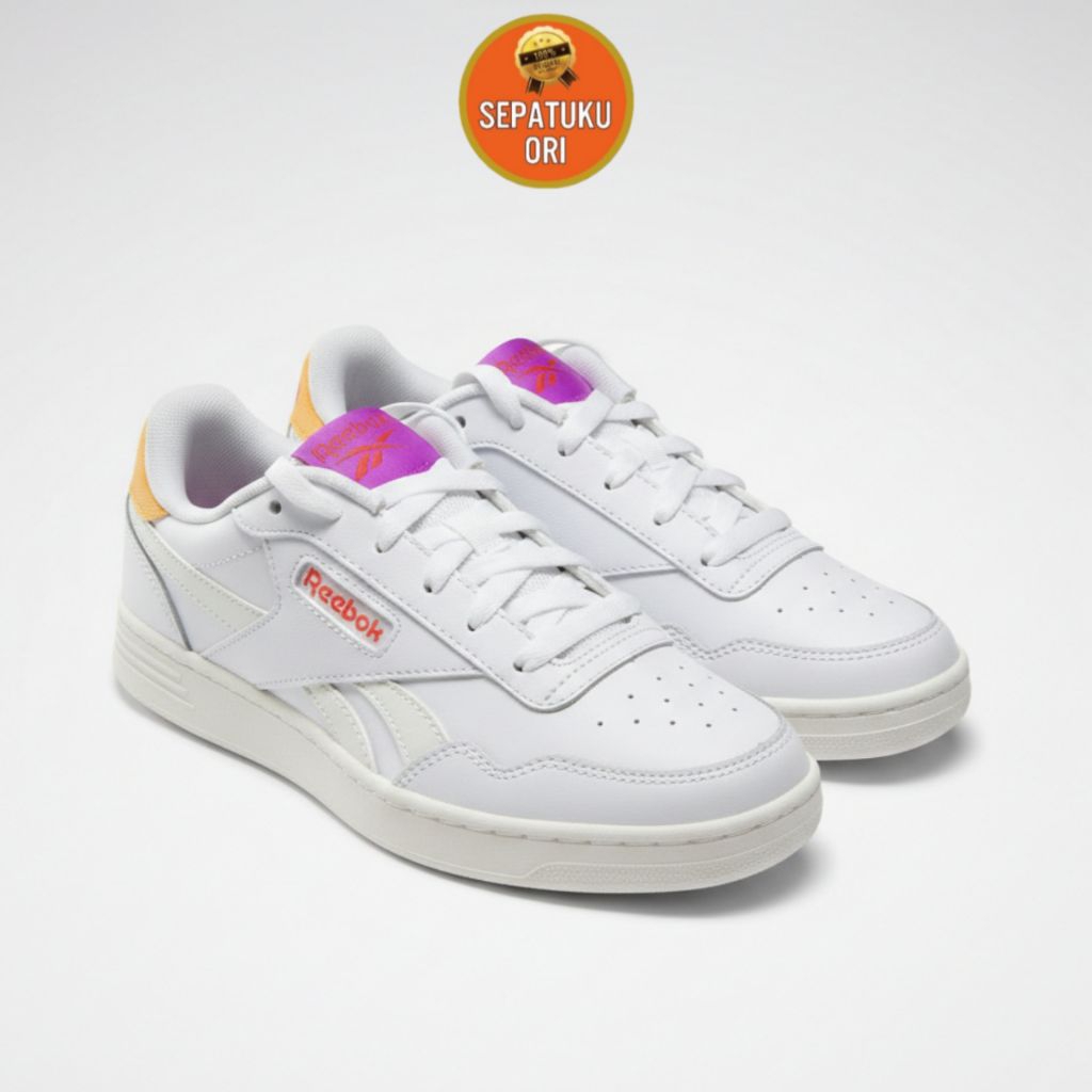 SEPATU WANITA REEBOK COURT ADVANCE WOMENS WHITE PINK YELLOW NEW ORI BNIB