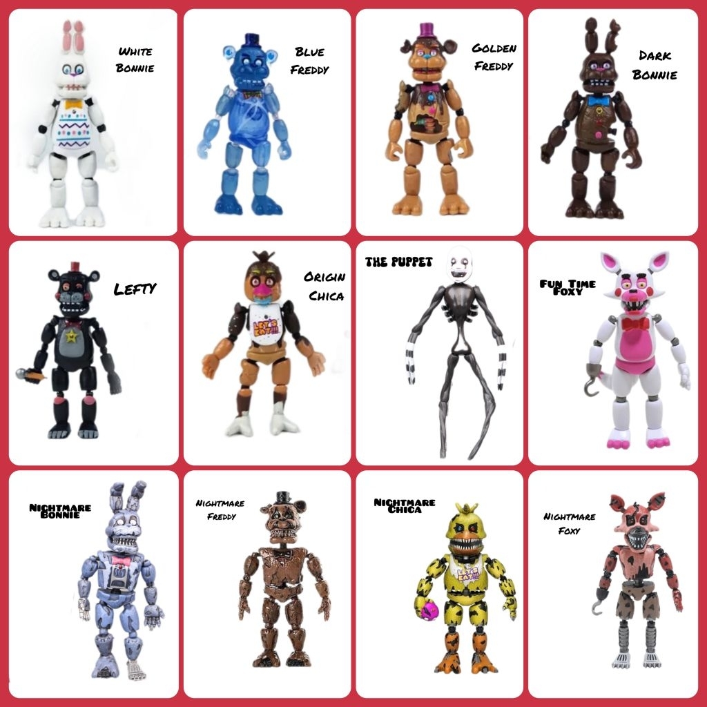 figure FNAF (Five Nights at freddy's) mainan rakit Freddy, Chica, Bonnie, Foxy, The Puppet mainan an
