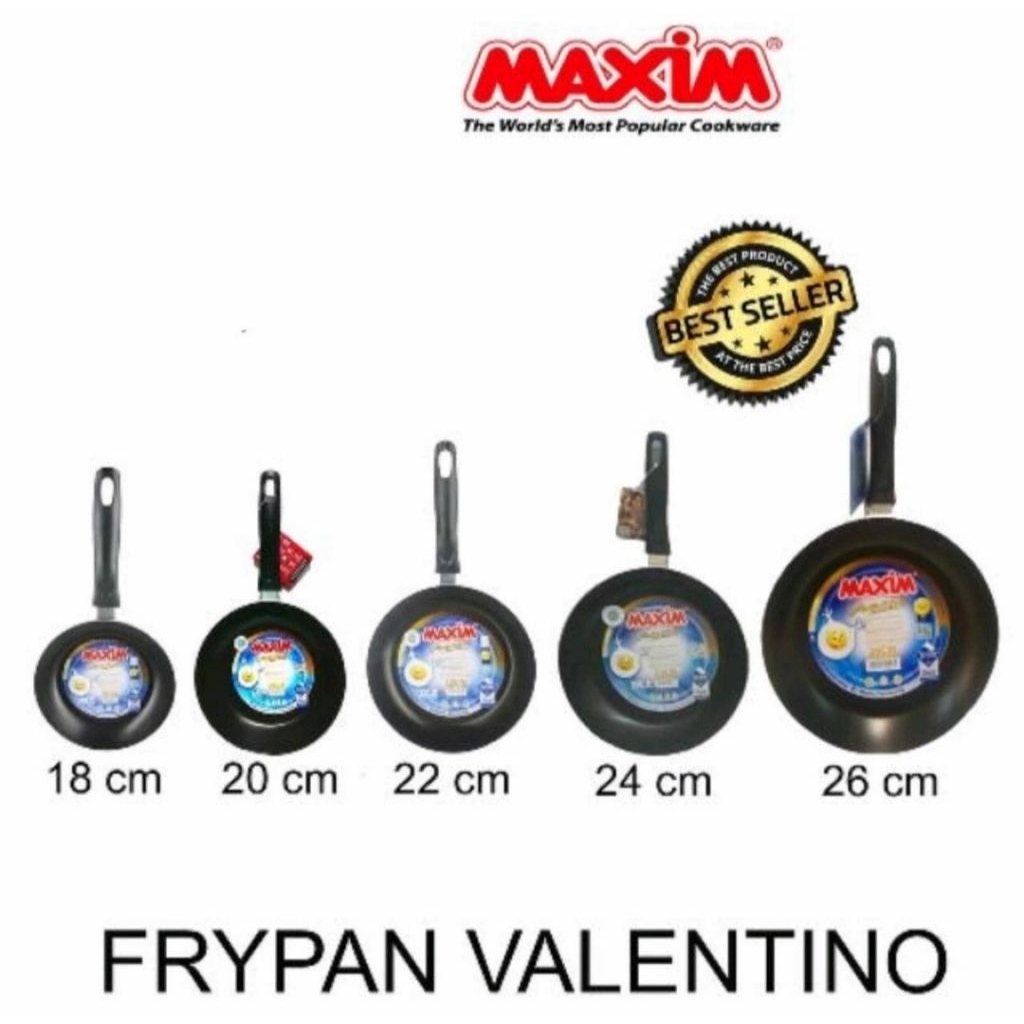 Teflon maxim wajan kuali penggorengan maxim ukuran 18,20,22,24,26cm