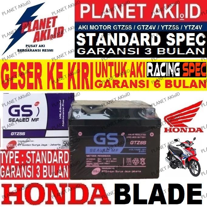 Aki Motor Honda Blade Repsol Aki Kering Accu Kering MF GTZ5S