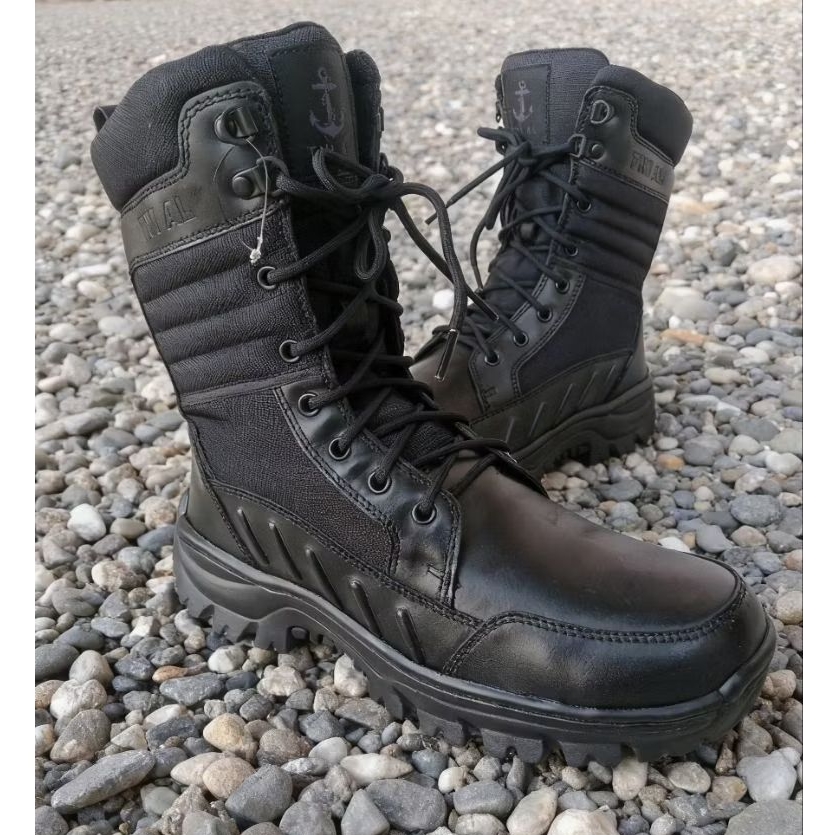 sepatu pdl resleting TNI-AL second kulit asli