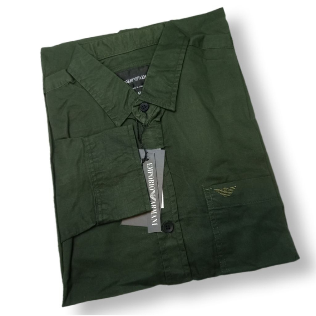 KEMEJA EMPORIO ARMANI PANJANG LENGAN BAHAN KATUN TWILL