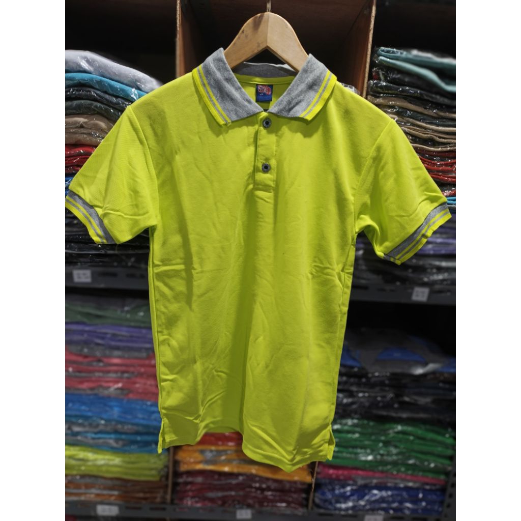 KAOS POLOS BERKRAH (POLO) HIJAU STABILO