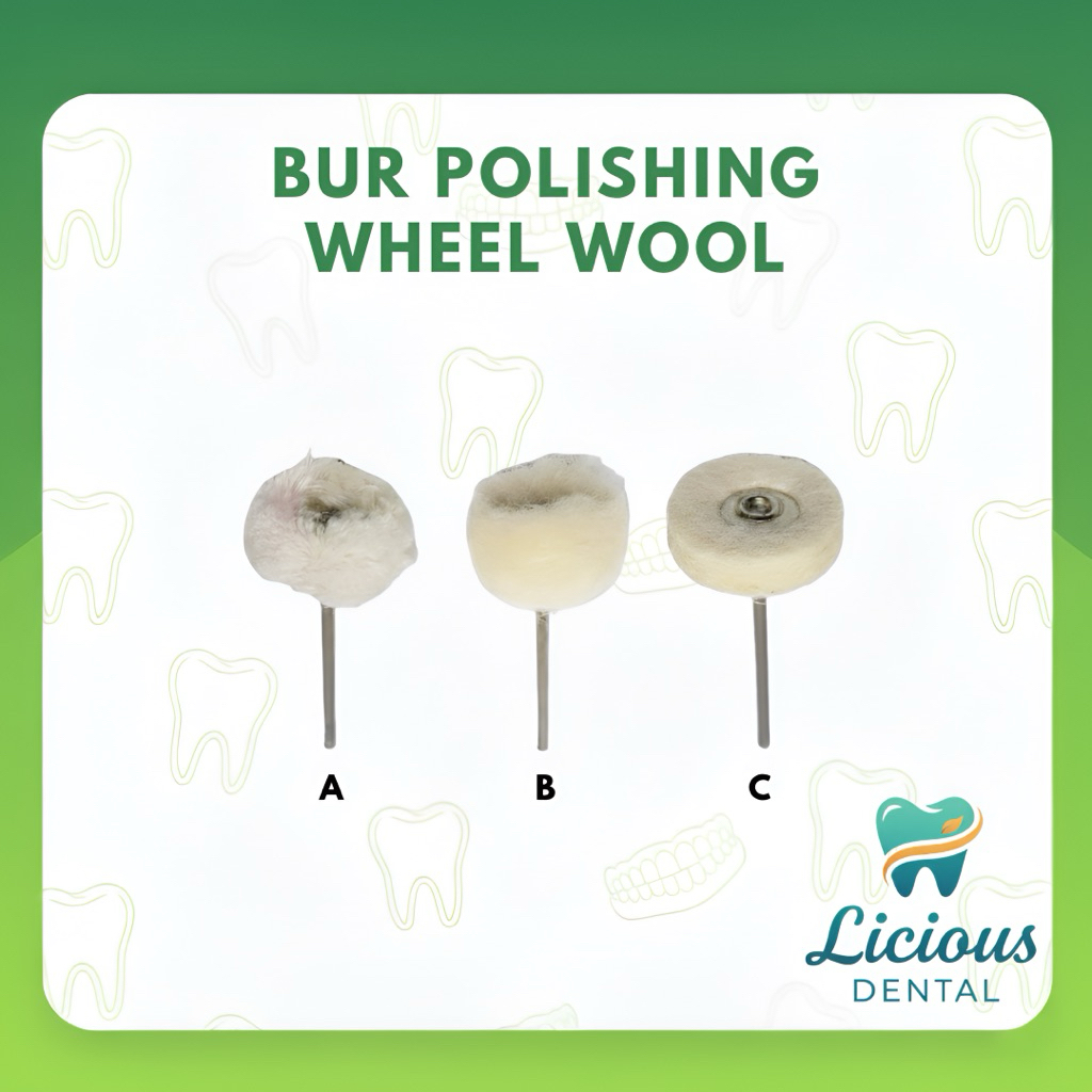 Bur polishing bulu domba wheel wool lowspeed straight ( Dental )