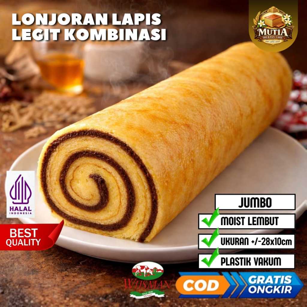 Lapis Legit Lonjoran Roll Cake Cokelat Kombinasi Ukuran Jumbo 28cm Lapis Legit Gulung Wisman Premium
