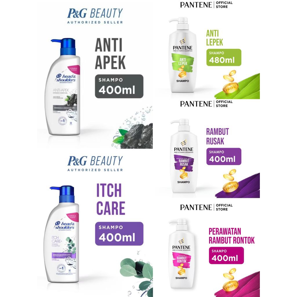 Shampoo PANTENE dan H&S 400ml MURAH