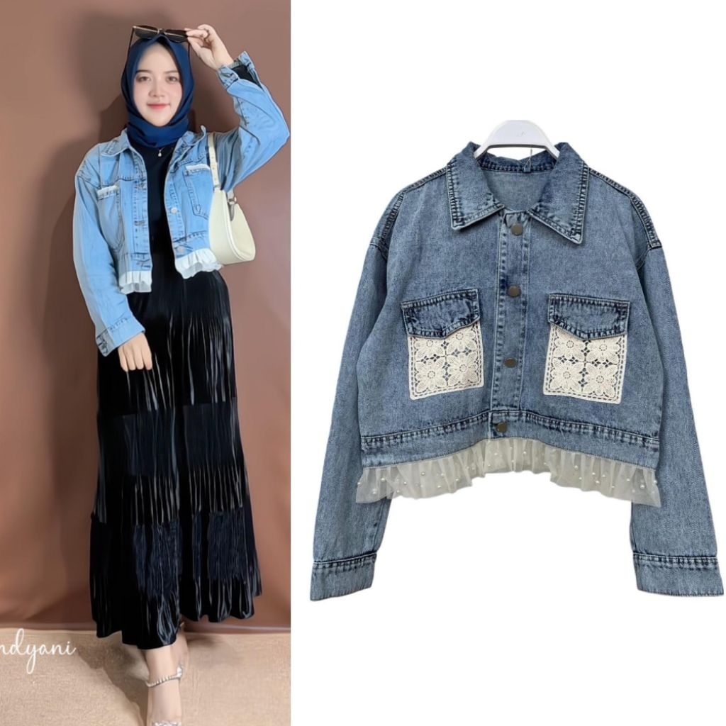 Jaket Jeans Crop Pita Brukat Px Denim