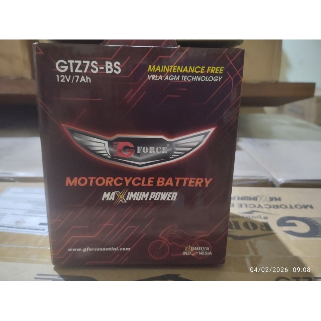 Aki Motor G-Force GTZ7S-BS, 12V 7AH (Honda Vario 125/150, PCX, Beat ISS, Scoopy, NMAX