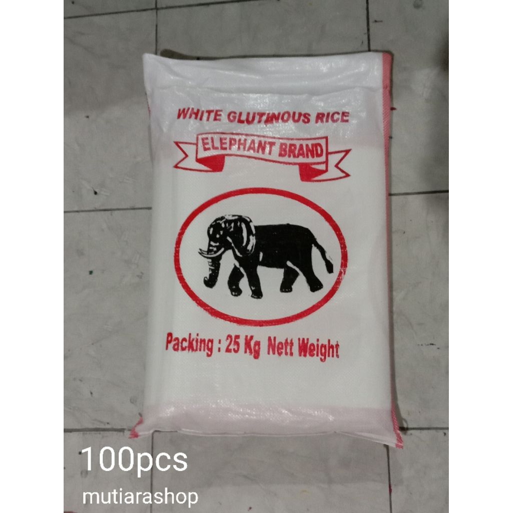 Karung Ketan Gajah 25kg isi 100pcs | Elephant Brend Putih Doff