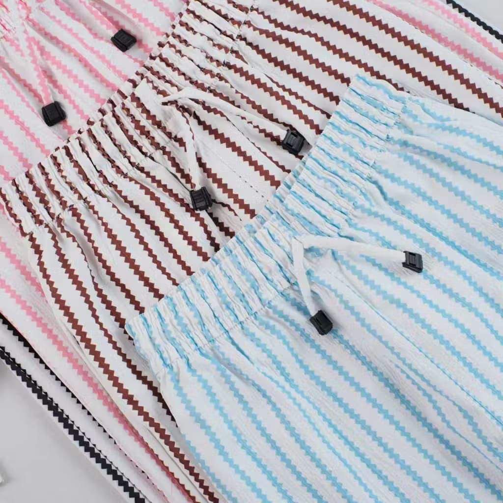 Daily Pants - Stripe Pants Korean - Celana Panjang Wanita Baggy Kantor Kuliah Motif Garis Kulot Pins