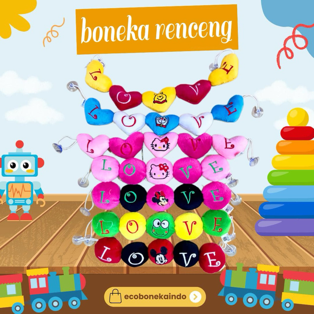 Boneka Rencengan lucu Tempelan Kaca renceng Mobil,boneka gantungan Ecobonekaindo