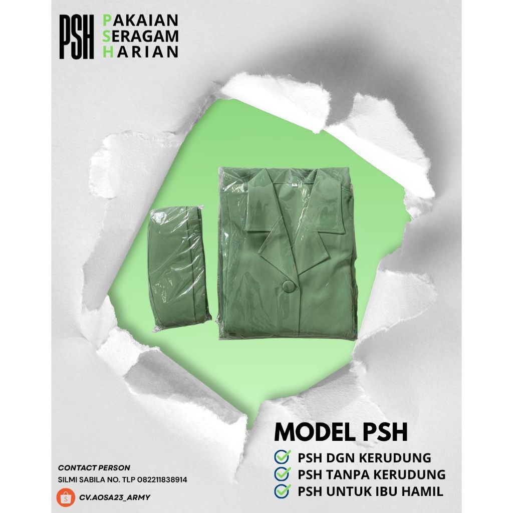 Baju PSH Persit Semiwool dan Sritex Jahitan Rapi Ukuran S-XXL Set Hijab Wanita dan Lengan Pendek