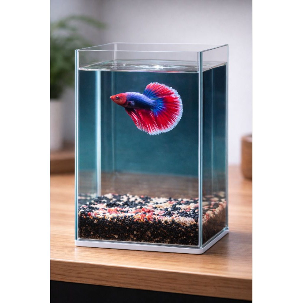 Aquarium Cupang Ukuran 10x10x14 ( full kaca bening tebal 4mm bening)