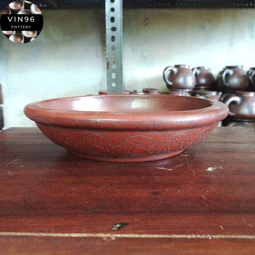 Pot bonsai D27cm gerabah tanah liat