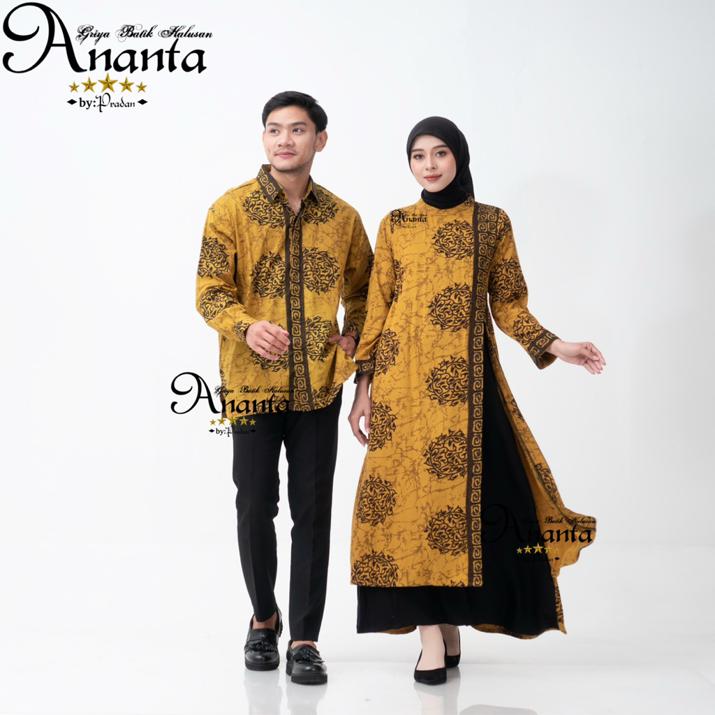 Batik Ananta Couple Sarimbitan Batik Halusan Ekslusif Luxury Premium, Kemeja Batik Halusan Dan Gamis