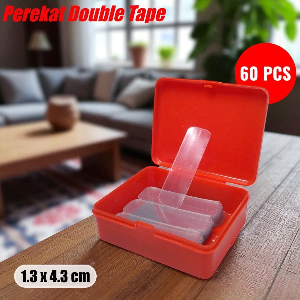 Perekat Double Tape serbaguna. kuat dan praktis /double tape Strip 60pcs