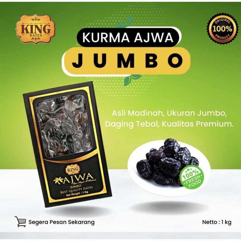 Kurma Ajwa JUMBO Syifa 1kg dan 500gr Kurma Nabi Ajwa Madinah Premium 1 kg King Dates Ajwa Aliyah Pre