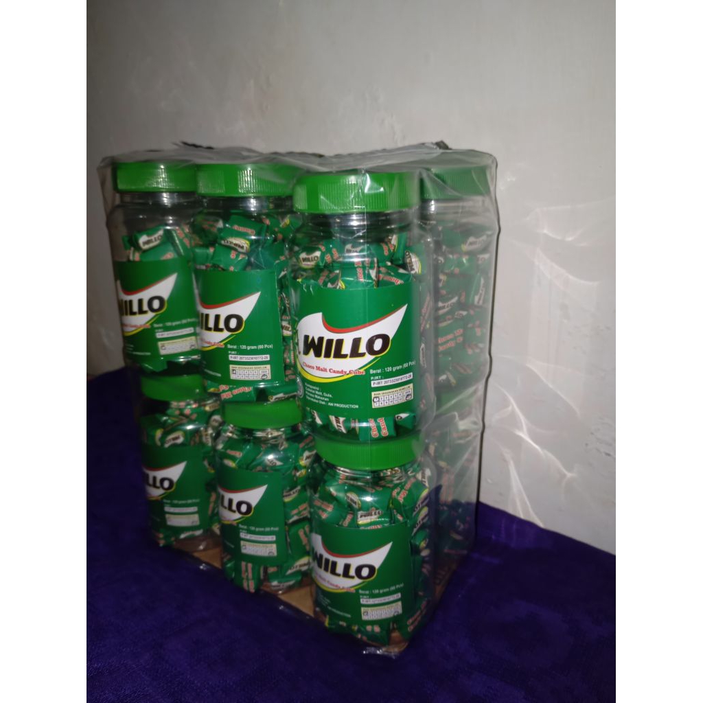 Permen Cube Willo - Permen Bervitamin, Rasa Coklat Milo, Isi 12 Toples