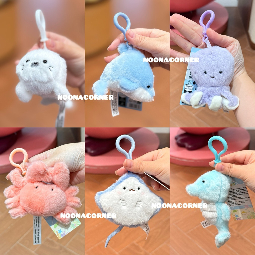 Miniso Toys ‼️ Gantungan Kunci / Bag Charm / Keychain Plush Ocean Animal Collections (12cm) Shark Bl