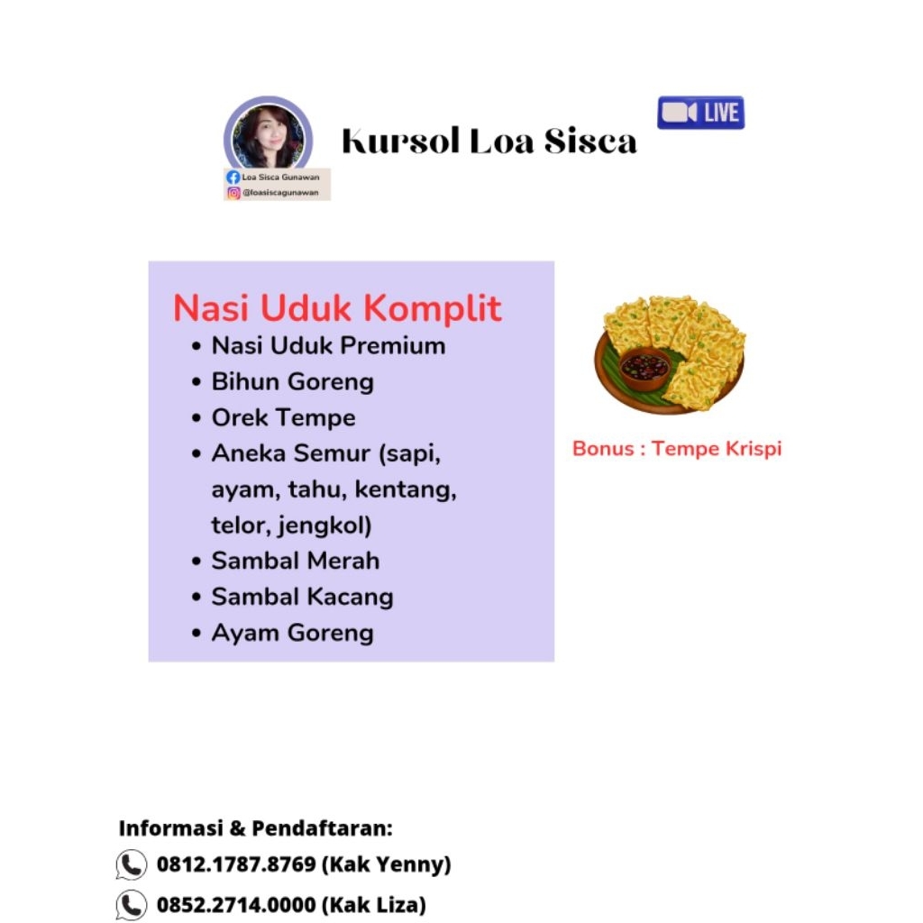 Kelas Online Masak Nasi Uduk Komplit