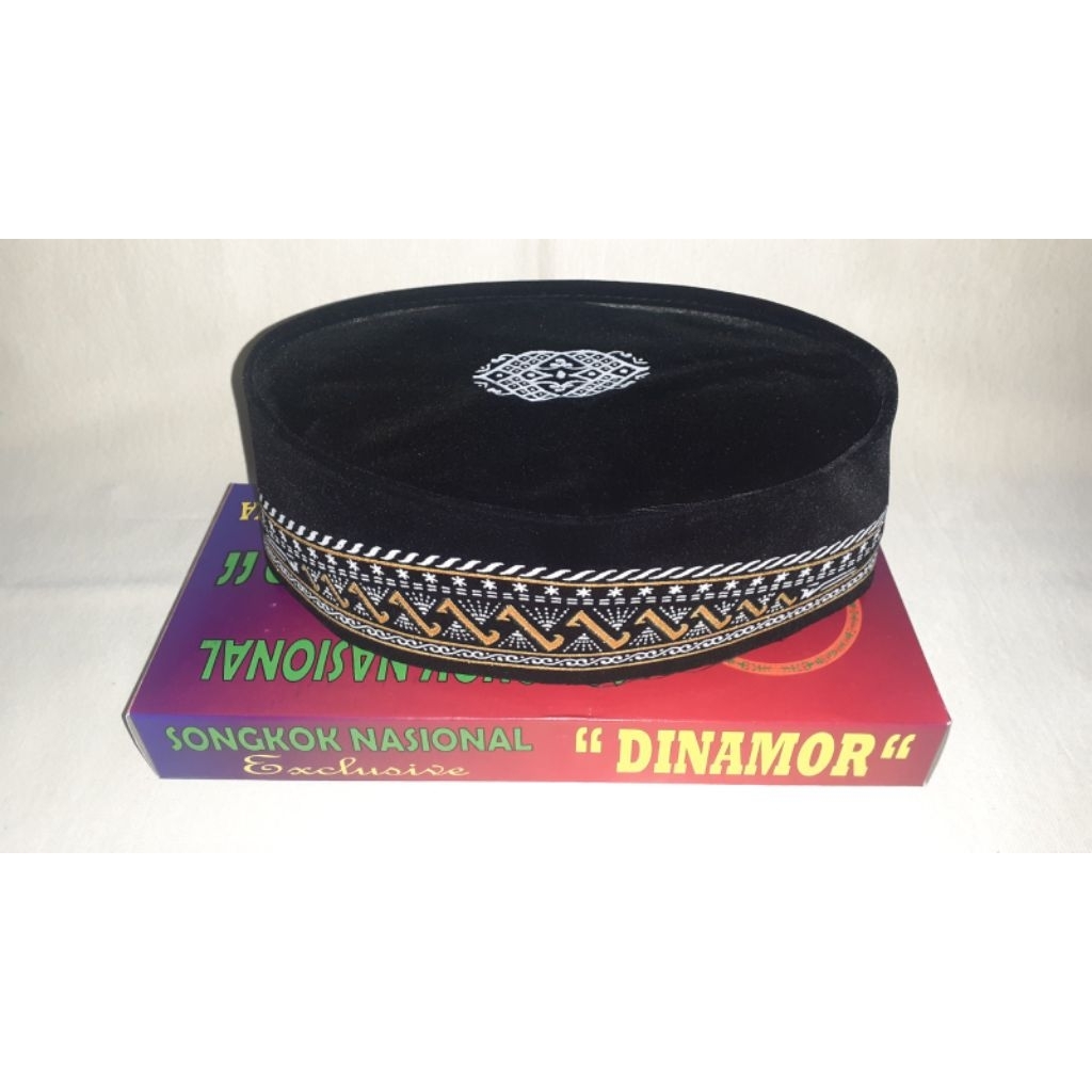 DINAMOR Peci Songkok Nasional Hitam / Kopiah Hitam / Kopiah Hitam Batik Motif 2