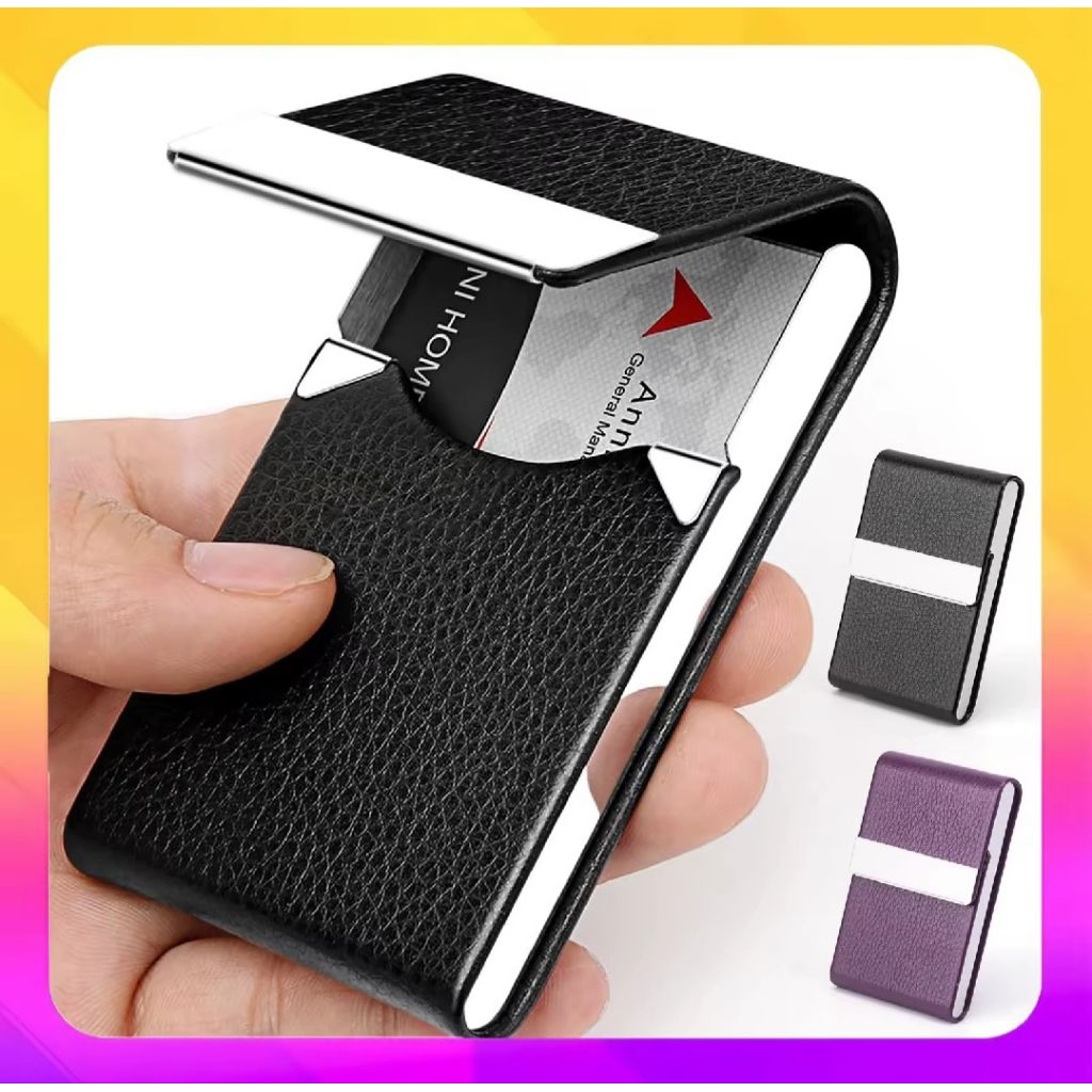 Tempat kartu nama kulit,bungkus rokok kulit pu stainless mewah pria/wanita