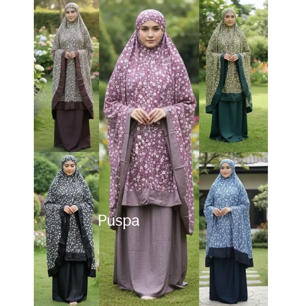Mukena Rayon Puspa motif bunga - mukena Rayon adem