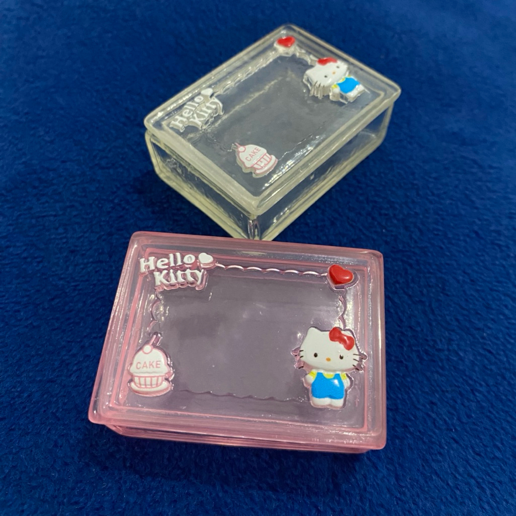 MAINAN ANAK MINIATUR KOTAK BOX CLEAR HELLO KITTY MINI FIGURE HK CLAY CUSTOM LUCU