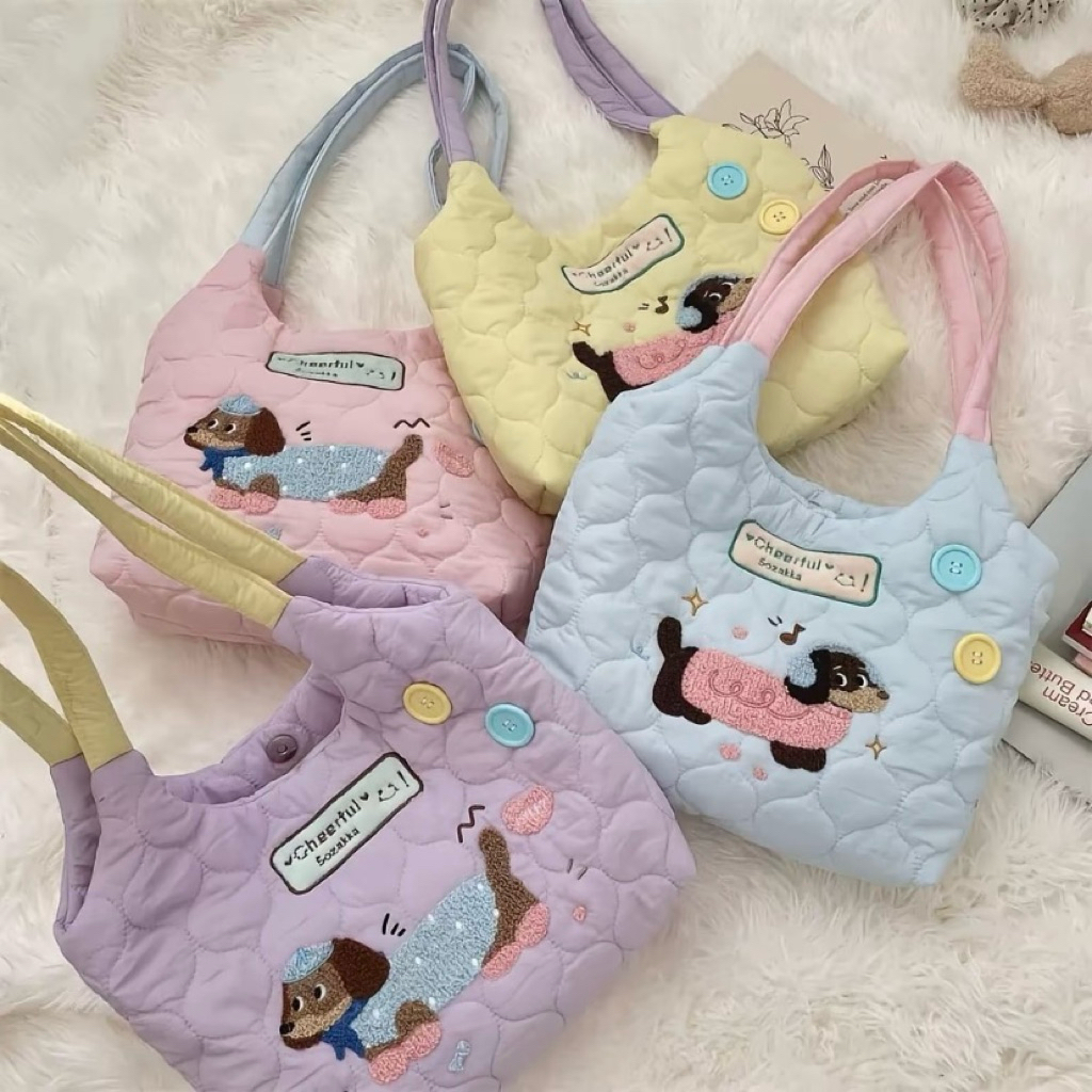Tas Selempang Sekolah Kuliah Korean Puppy Warna Biru, Tas Lucu Wanita