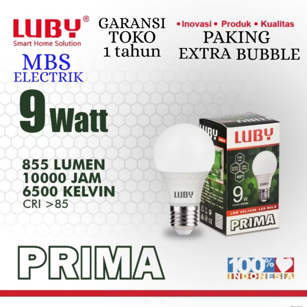 BOHLAM LED LUBY / LAMPU LED LUBY PRIMA 9W