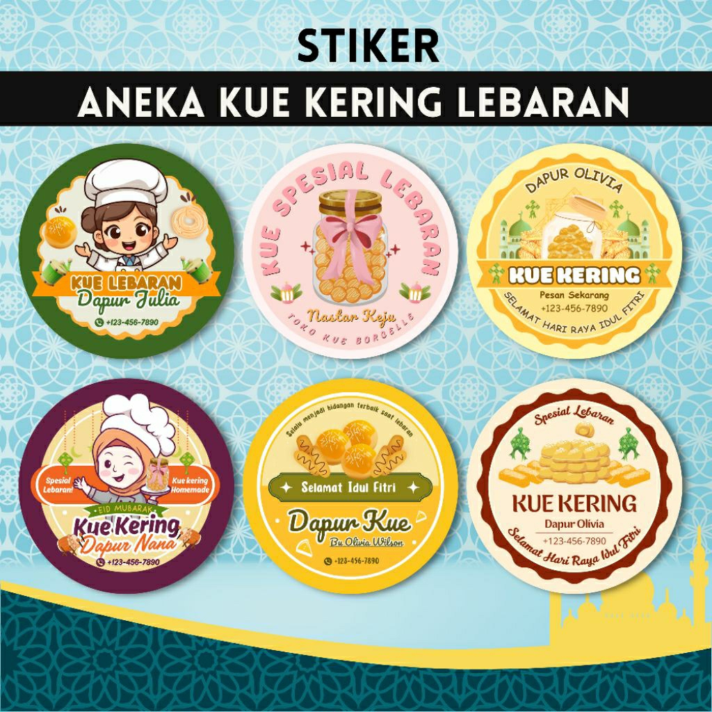Stiker Toples Kue Lebaran/Stiker Kue Kering/Stiker Kue Lebaran/Stiker Toples/Stiker Aneka Kue Lebara
