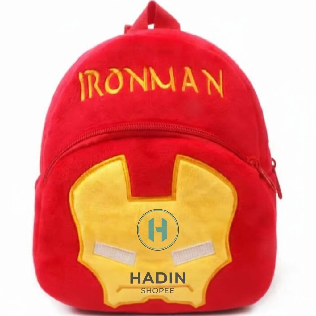 tas anak paud bludru lembut model ransel karakter kartun superhero