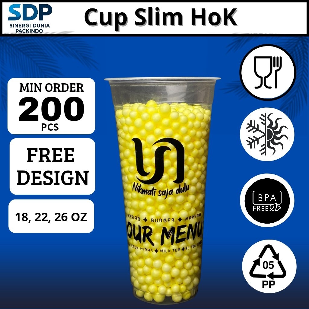SABLON GELAS CUP 18 & 22 SLIM MERK HOK TERMURAH