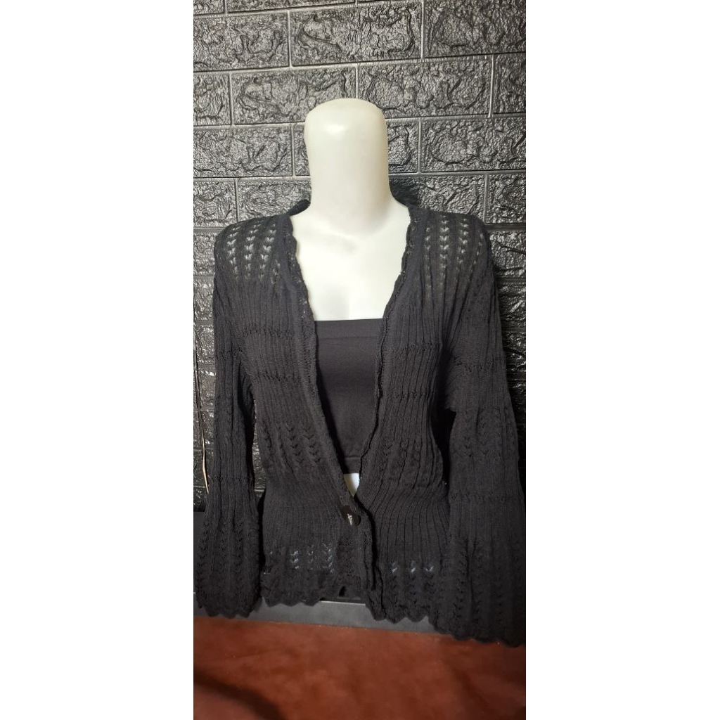 Cardigan Rajut/Cardigan Renda/Hitam