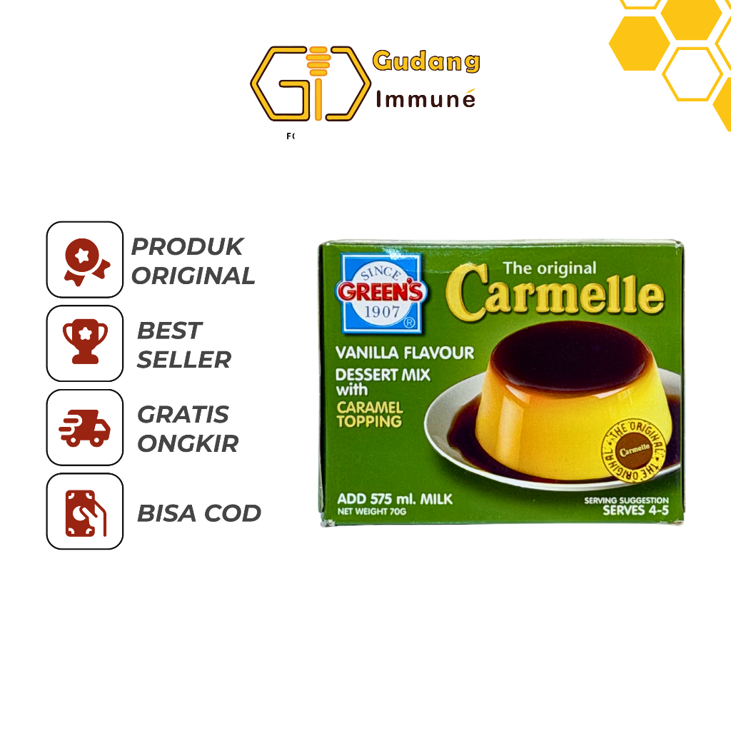 Green’s Carmelle Puding Vanilla Caramel Dessert Mix 70g – Vanilla Flavour dengan Saus Karamel - Guda