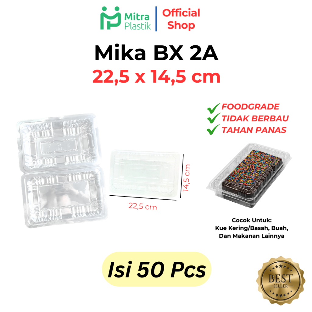 Plastik Mika BX 2A Kotak MIka 50 pcs Box Nasi Kue Dimsum