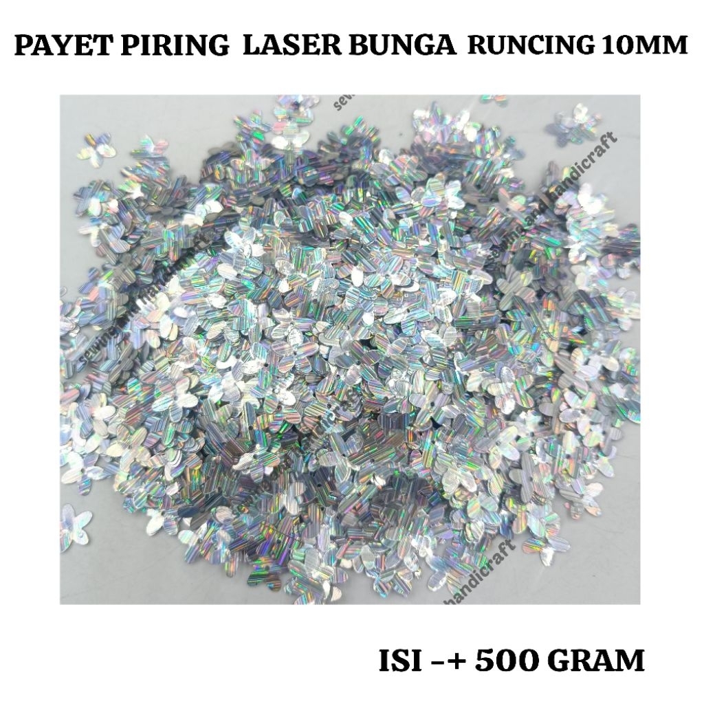 Payet Piring Pelangi/Manik/Ramboci Bunga Runcing Kualitas Premium/Payet Piring Laser Bunga Runcing 1