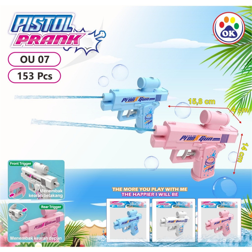 Mainan Pistol Air Prank Gun Ou7 Plastik 3 Warna/ Mainan Pistol Prank Air Anak Anak / Mainan Air Temb