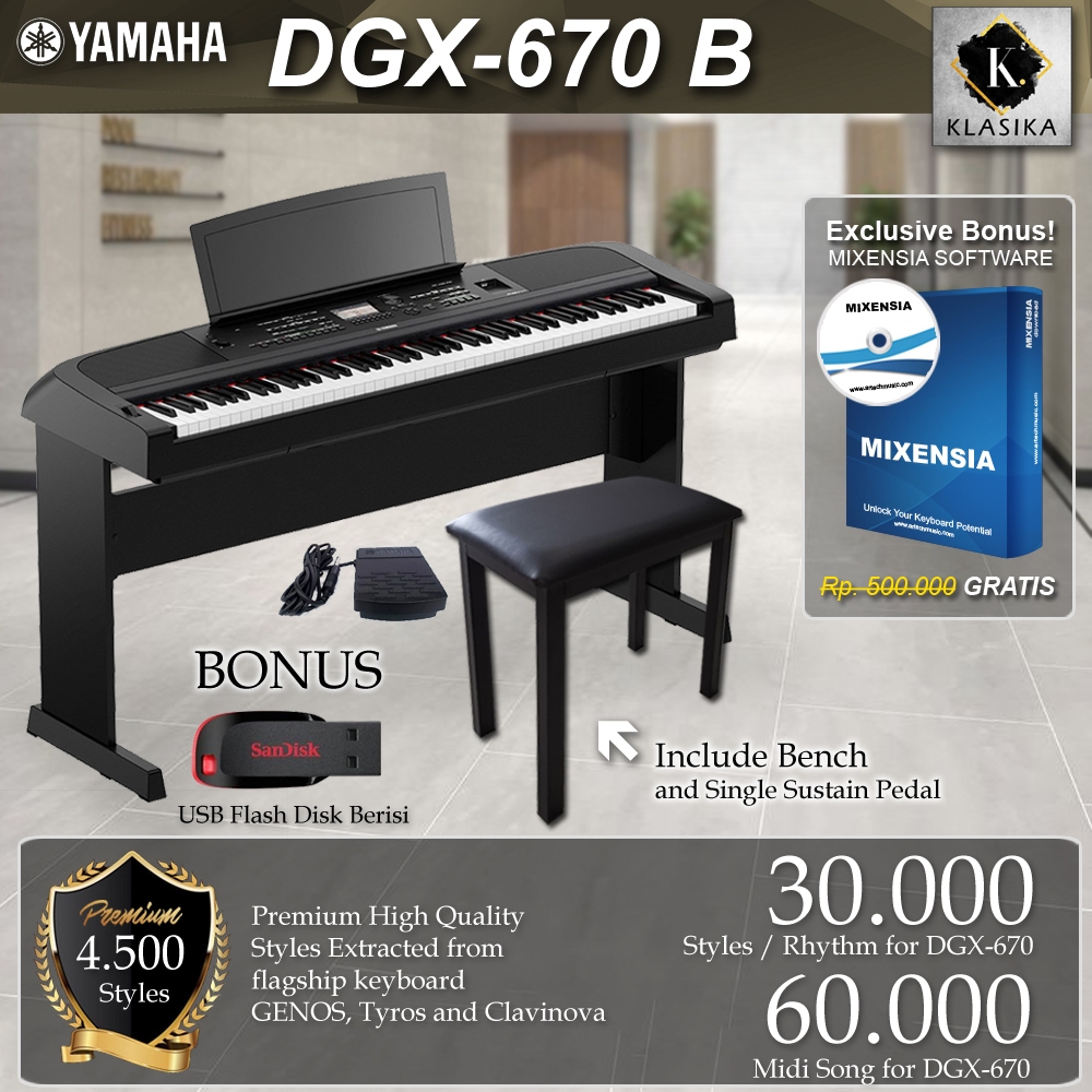 Yamaha DGX670 + Bench / DGX 670 Digital Piano ( Penerus DGX660 660)