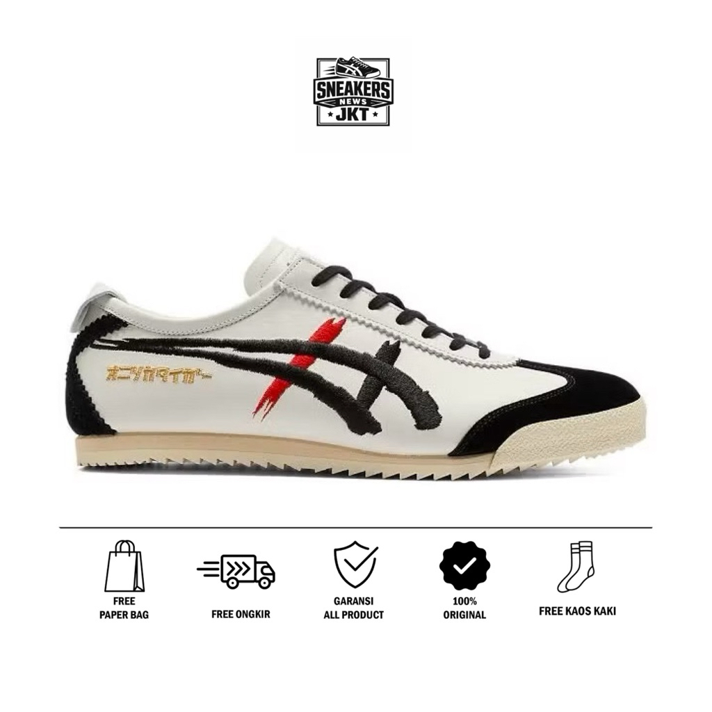Sepatu Onitsuka Tiger Mexico66 Japan Kabuki White Black/Sneakers Original/Pria/Wanita