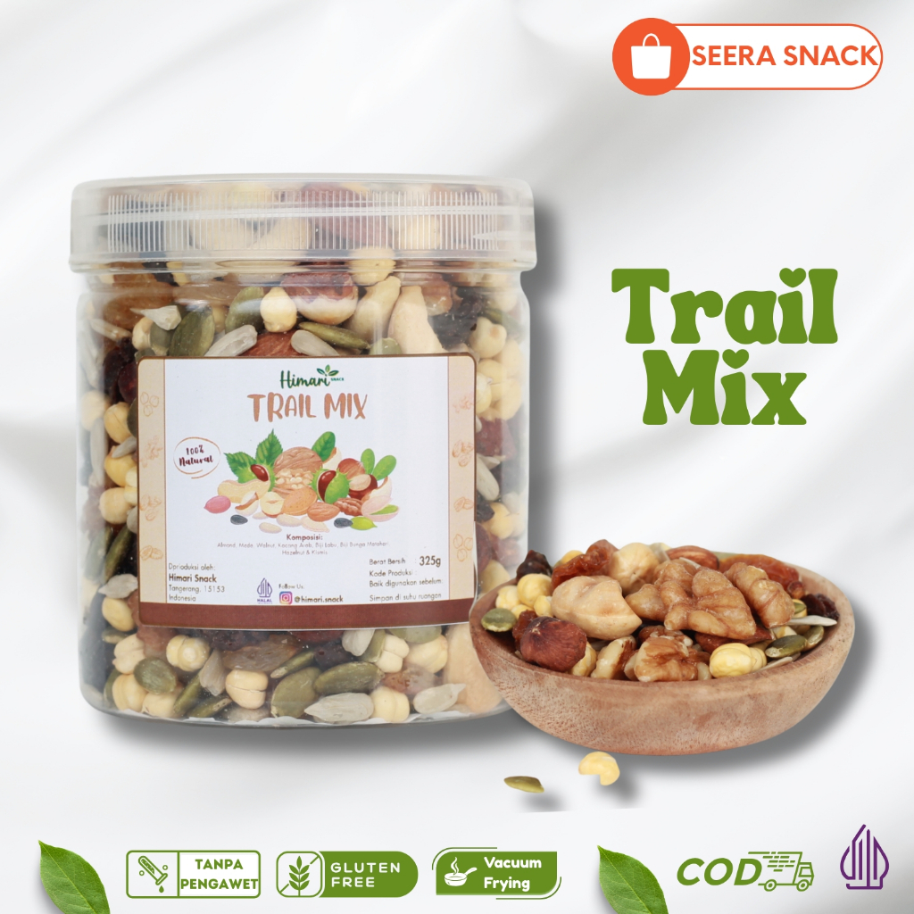 Trail Mix Cemilan Diet Sehat 100% Natural Kacang dan Biji-Bijian Mix Nuts Gluten Free Seera Snack