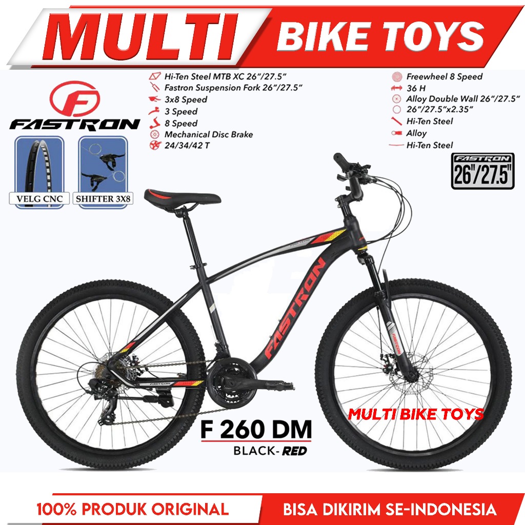 Sepeda Gunung MTB Ukuran 24 26 27.5 Inch FASTRON F 260 Rem Cakram depan belakang
